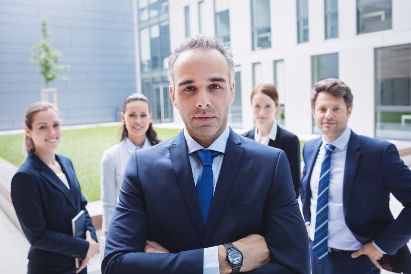 Corporate team standing together